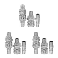9Pièces Raccords Rapides Acier Pour Tuyaux Air Hydraulique Gris