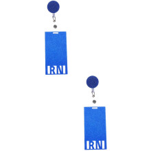 2Stk Glitzer Nurse Badge Halter Acryl Blau Mit Gürtelclip, Retractable
