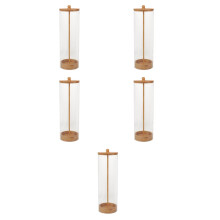 5Pièces Rangement Pailles Transparent Pour Cuisine Couvercle Bois