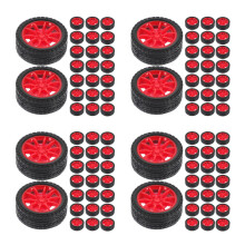 200Pièces Roues Jouet Rouges Plastique Caoutchouc Kit DIY Modélisme
