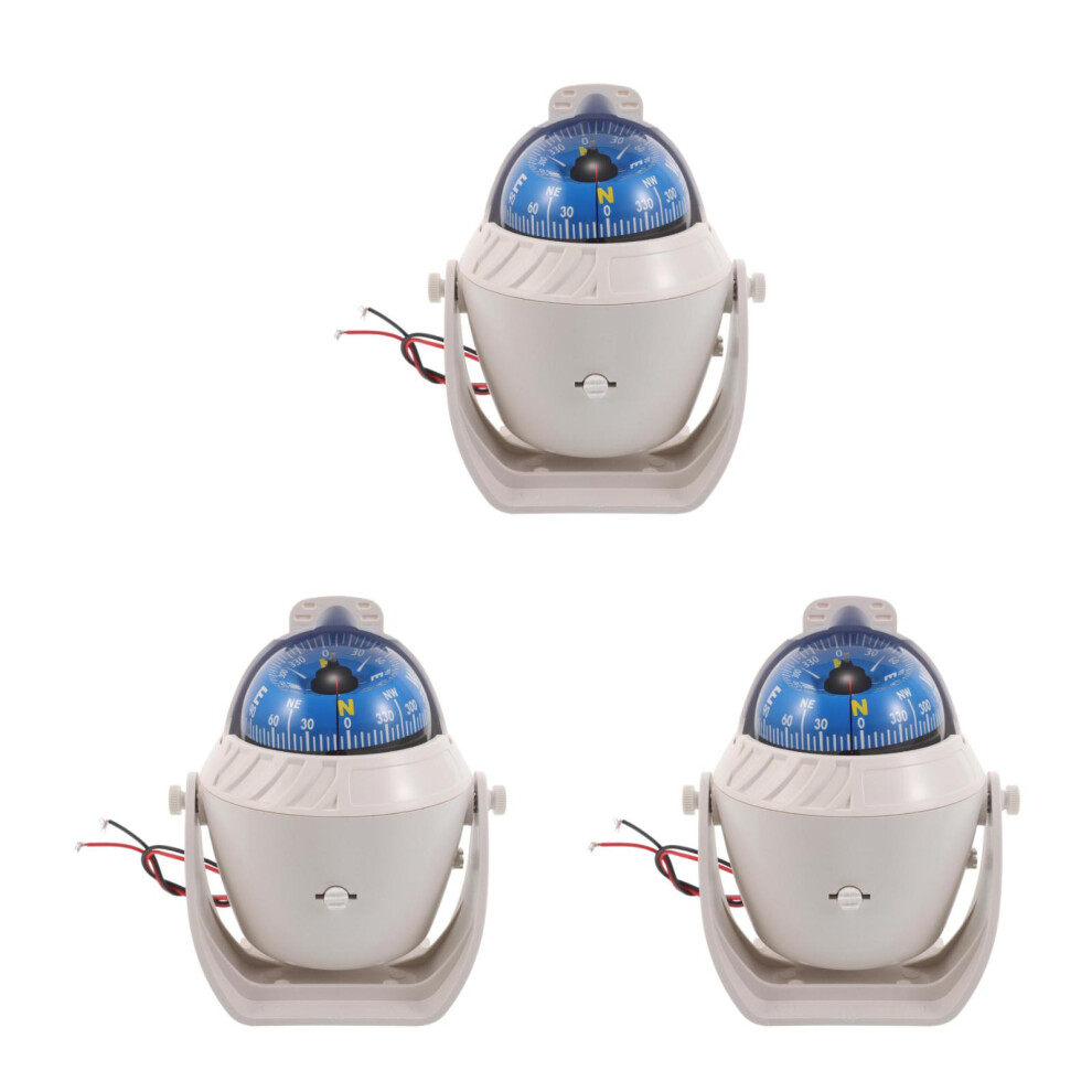 3Pcs Automotive Dashboard Compass Navigation Ball For Car Boat White 3702567965040