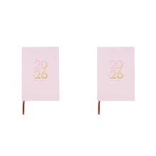 2Pièces Organiseur Travail Rose Lisse Agenda Portable