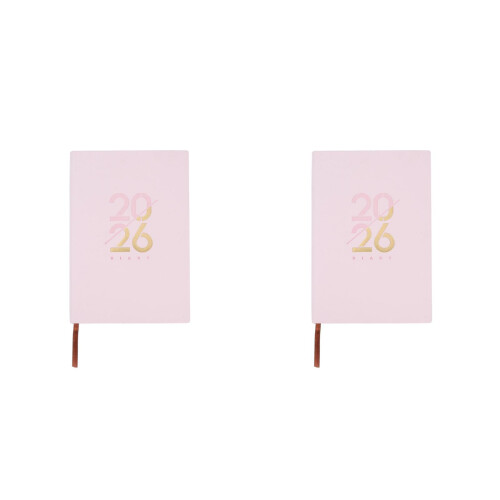 2Pcs Pink Meeting Notebook for Work with Daily Page Layout