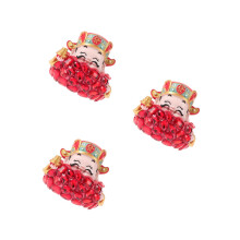 3Pièces Statuettes Feng Shui Dieu Fortune Rouge Pour