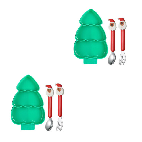 2Pièces Assiettes Sapin De Noël Sectionnées Polyvalentes Pour Repas