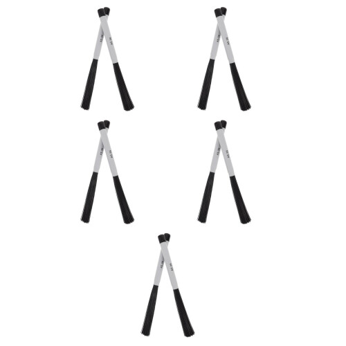 5Paires Balais Nylon Percussion Jazz Batterie Accessoire Noir