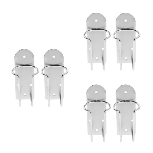 6Pcs Adjustable Wall Mounted Hair Clipper and Dryer Holder Silver