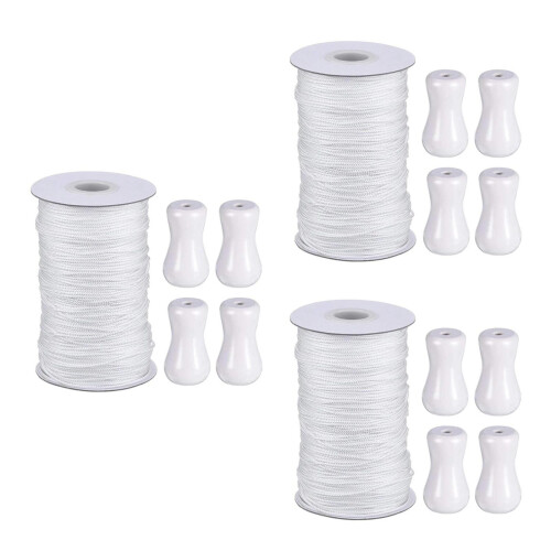 3Sets Gordijn Knot Wit Met Decoratieve Blinden