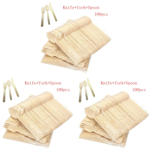 300Pièces Ustensiles Bois Beige Usage Cuisine Barbecue