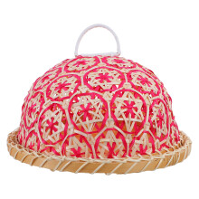 1Ensemble Panier En Rotin Rouge Couvercle Pour Pâtisseries