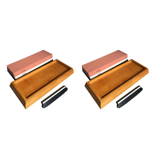 2Sets Kitchen Sharpening Stone with Wooden for Home Use