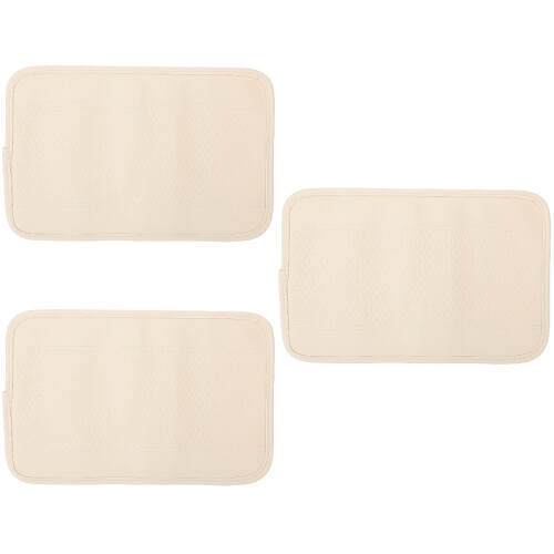 3Pcs Soft PU Car Armrest Pad Beige Center Console Cushion