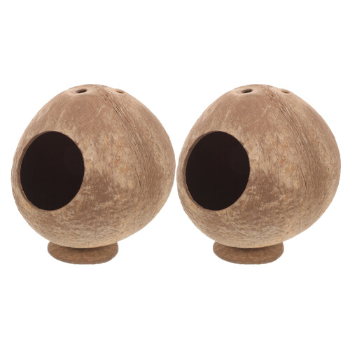 6Pcs Small Brown Coconut Shell Hamster Hideout House for Pet Play 1