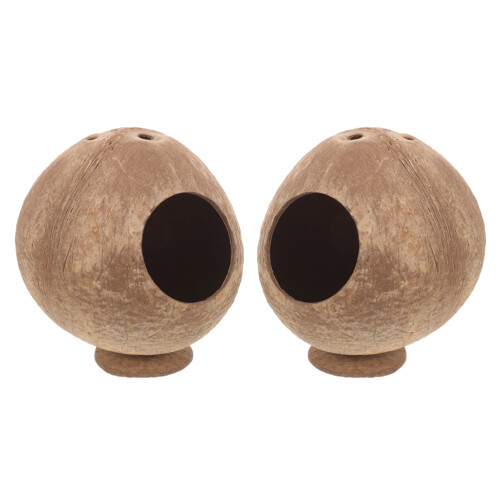 6Pcs Small Brown Coconut Shell Hamster Hideout House for Pet Play 2