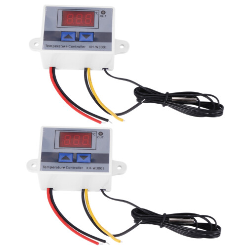 2X 220V Digital LED Temperature Controller 10A Thermostat Control  Probe New