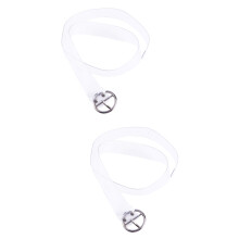 2Pcs Belt for Women Silver Transparent Round Buckle Comfortable Casual