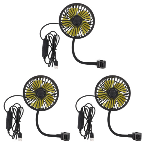 3Pièces Ventilateur Refroidisseur Portable USB 12V/24V Noir 2