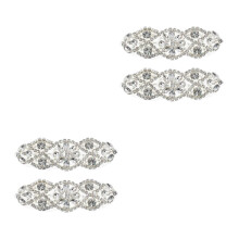 4Pcs Bride Belt Silver Crystal Rhinestone Applique for Wedding Dress