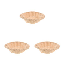 3Stk Beige Geflochtene Brotkörbe Rattan Hitzeisoliert