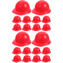 20Pcs Red Plastic Mini Realistic Doll Hard Hat Decor