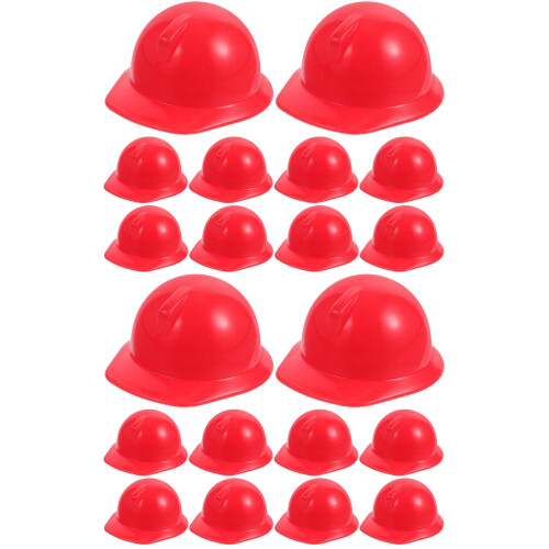 20Pcs Red Plastic Mini Realistic Doll Hard Hat Decor