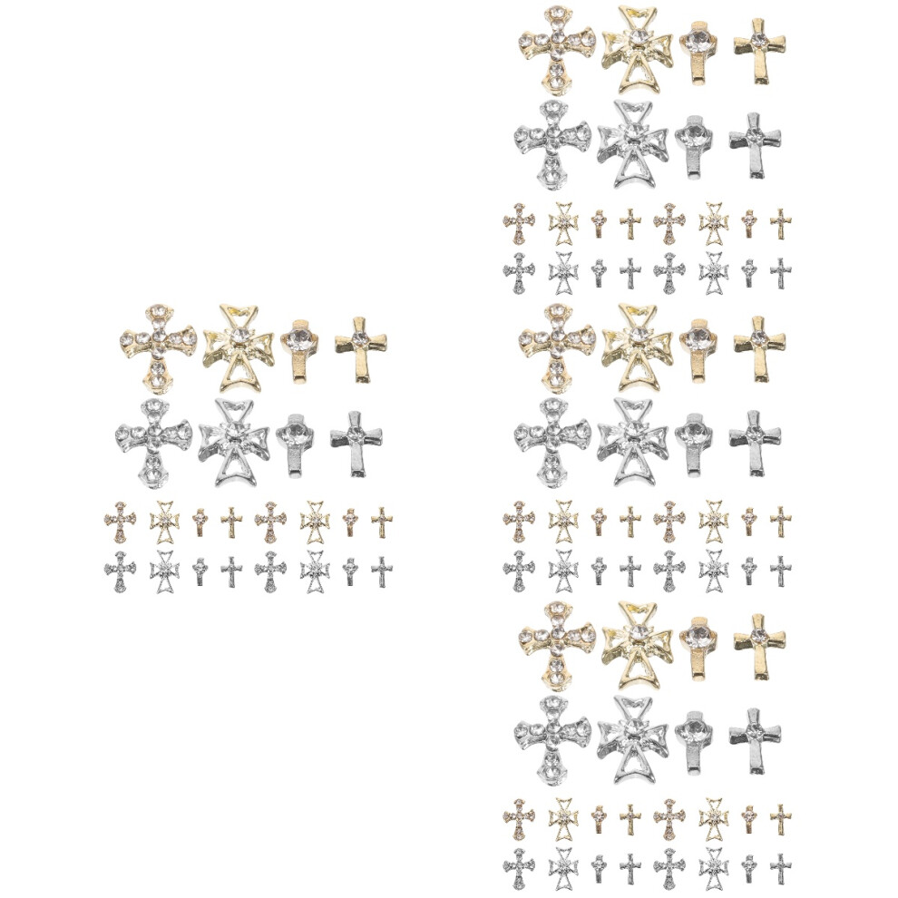 Aboofan 320Pcs Cross Nail Charms Metal Gems Assorted Color For Nail Art Design