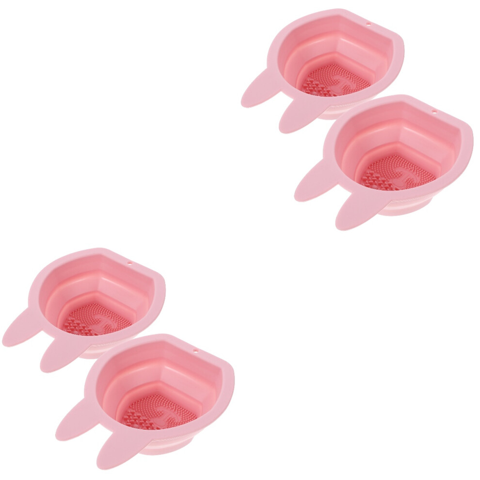 Solustre Pink 4Pcs Silicone Bunny Makeup Brush Cleaners Folding Hanging Design