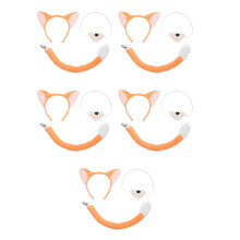 5Sets Flauschiges Fuchsohr-Set Orange Für Kinder Karneval Cosplay