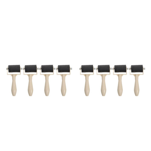 8Pcs Multi-Use Rubber Brayer Rollers for DIY Crafting and Printmaking