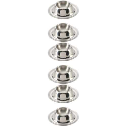 6Stk Edelstahl Eierbecher Set Für Gekochte Eier, Langlebig, Silber