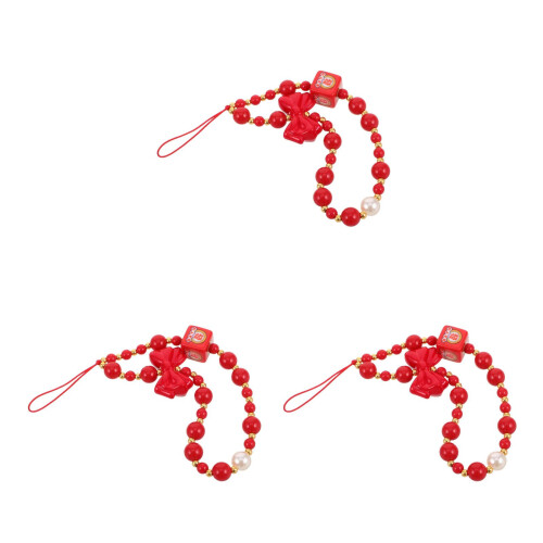 3Stk Rote Beaded , PVC Handy Charms, Glückszeichen,