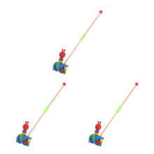 3Pcs Wooden Tractor Toy Animal Push Cart Assorted Color Toddler Walker