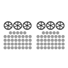 80Pièces Roues Plastique Noir Pour Assemblage Jouets Enfants
