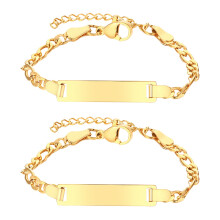 2Stk Goldfarbenes Blank Tag Armband Verstellbar Für