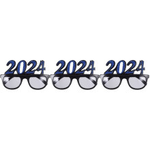 3Stk Trendige 2024 Brille Partyzubehör Blaue Kunststoff Silvester
