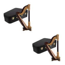 2Sets Mini Harfe Dekoratives Holzmodell Kreatives Instrument Für