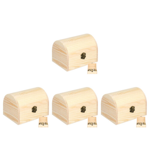 4Stk Holz Geschenkkiste Khaki Mit Rundem Design