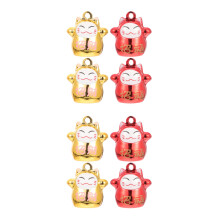 8Stk Glückskatze Glocke Messing Gold DIY Leicht Tragbar
