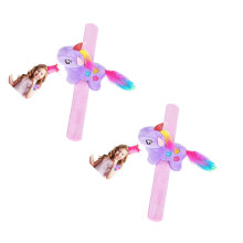 2Stk Kuschelige Einhorn Slap Armbänder Kinder Spielzeug