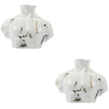 2Pcs Ceramic Lower Vase Light Grey Artistic Flower Display for Room