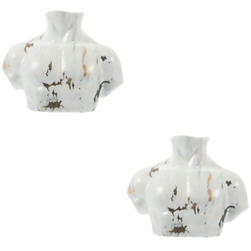 2Pcs Ceramic Lower Vase Light Grey Artistic Flower Display for Room