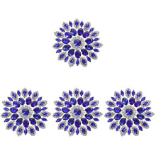 4Pcs Blue Rhinestone DIY Clothing Patches Iron-on Brooch Decor