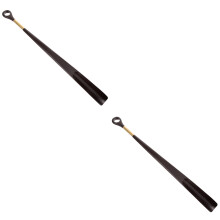 2Pcs Smooth Black Wooden Shoe Horns Long Handle for Men Women Children