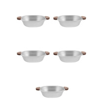 5Pcs Reusable Stainless Steel Mixing Bowls with Walnut Wood Handles