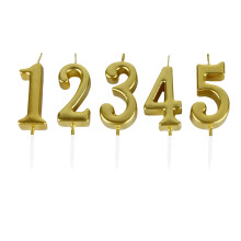 10Pcs Safe Golden Number Candles Glow Bright for Cakes Celebration