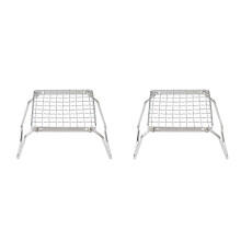 2Ensembles Grille Barbecue Camping Pliable Acier Argent Résistant