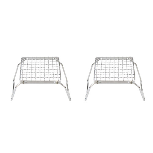 2Ensembles Grille Barbecue Camping Pliable Acier Argent Résistant