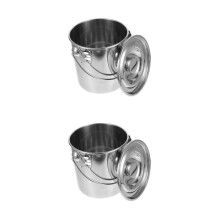 2Pièces Conteneur Inox Étanche Argenté Seau Transport Huile Cuisine