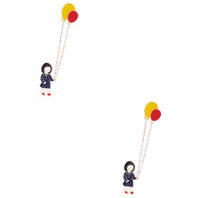 2Pcs Blue Cartoon Brooch Enamel Pin Balloon Decoration