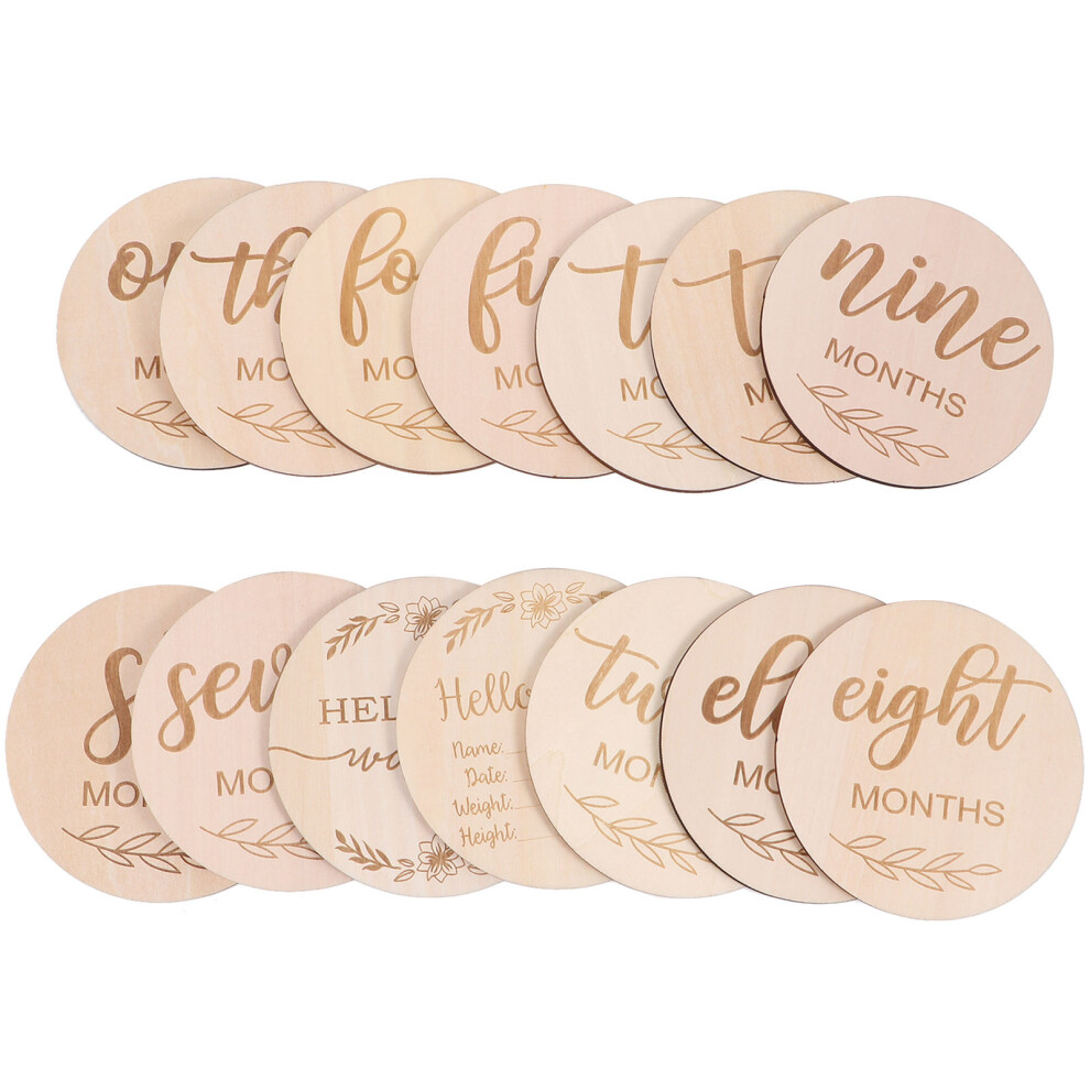 Supvox 2Sets Natural Wood Baby Cards Cute Monthly Photography Props